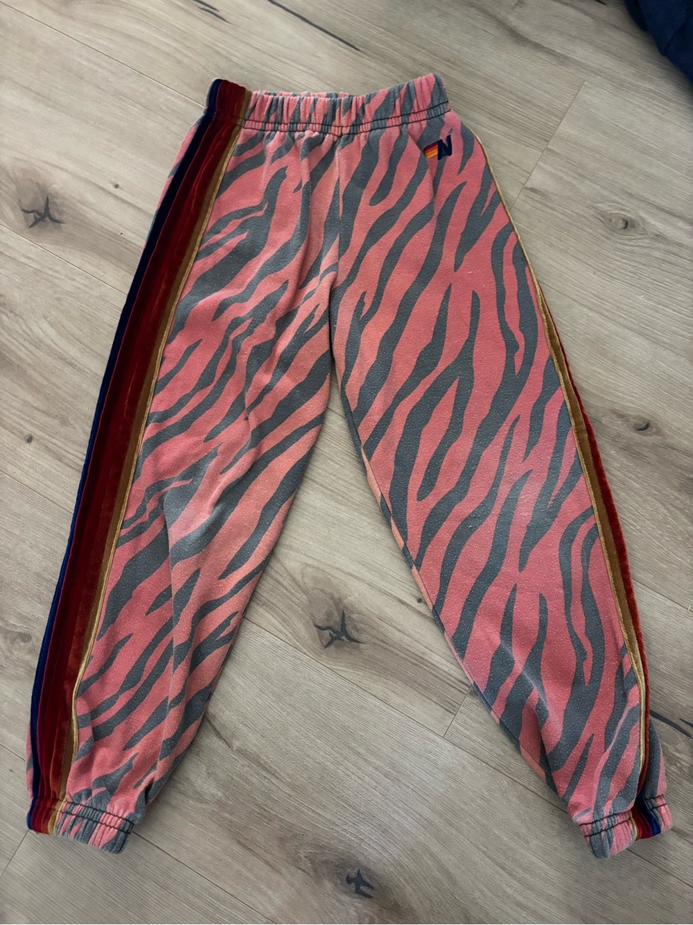 Aviator Nation Kids Coral & Gray Zebra-Stripe Joggers